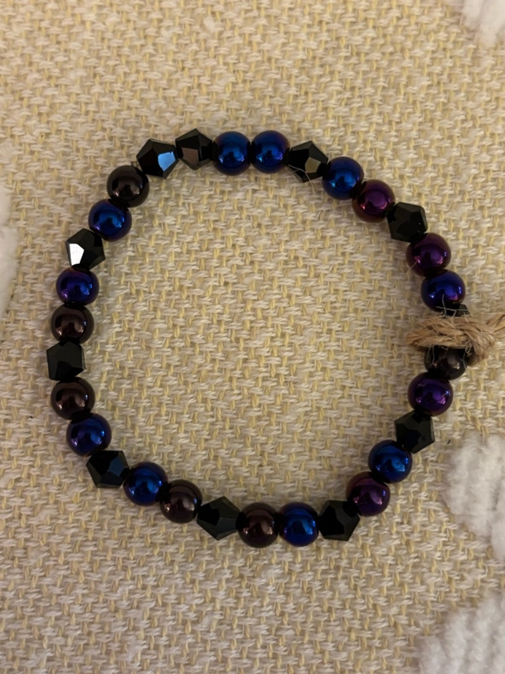 Purple and Blue Sparkly Beaded Stretch Bracelet
